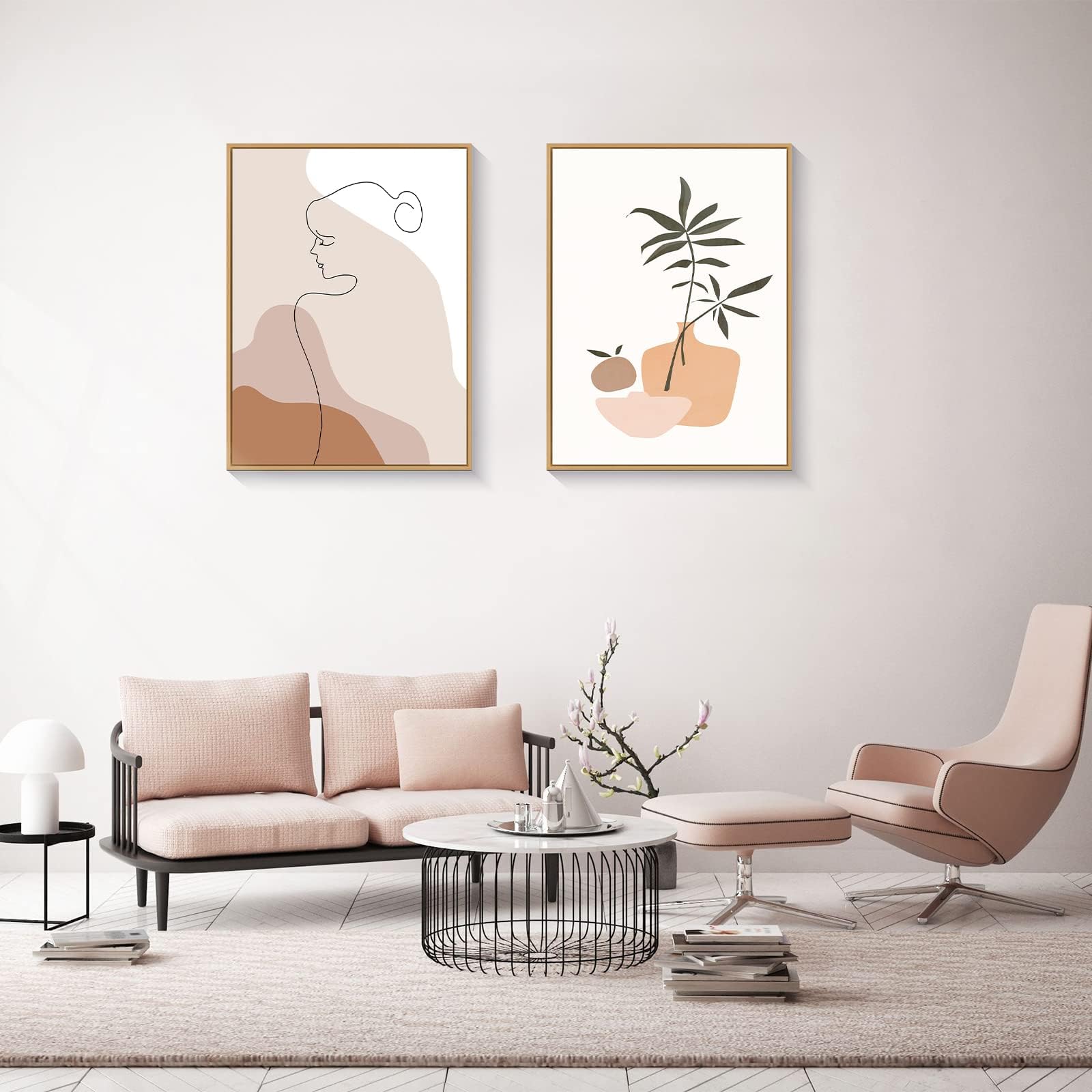 Framed Wall Art, 2pack Canvas Art Prints, Minimalist Boho Paintings Artwork, 12x16inch, Modern Creative Wall Dรฉcor, Aesthetic Decor Posters, For Bathroom Living Room Bedroom Kitchen