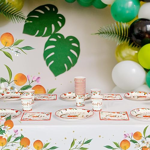 Vista 45 de Hushee Juego de 200 platos florales de papel para baby shower, servilletas, tazas, suministros de fiesta de baby shower, juego de vajilla desechable