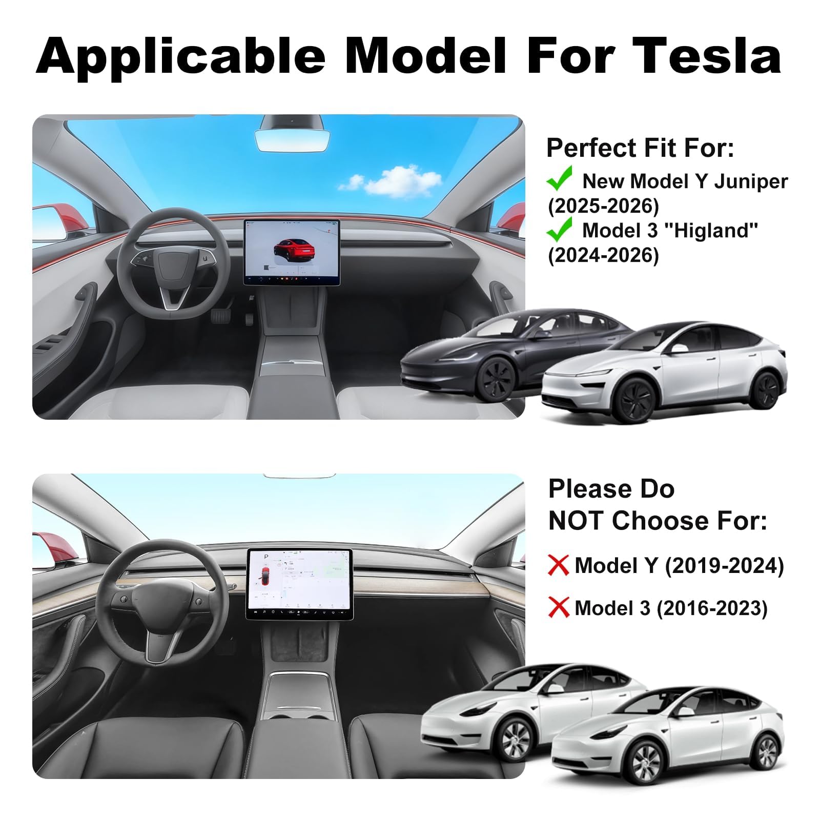 Eonflux Upgraded Center Console Organizer Tray 5PCS for Tesla Model Y Juniper 2025-2026 Accessories, Hidden Storage Box, Cup Holder Insert & Armrest Drawer, Compatible with Model 3 Highland 2025