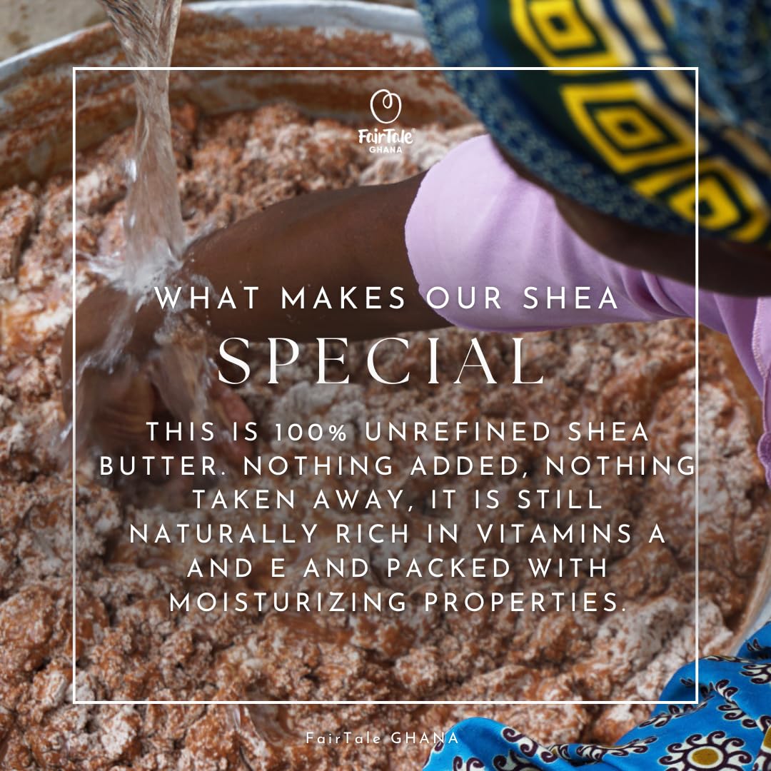 FairTale GHANA Manteca de karité africana cruda 4.5 kg – de origen ético, hecha a mano, 100% natural, cosechada de forma silvestre, sin refinar, color marfil, vegana y de origen vegetal