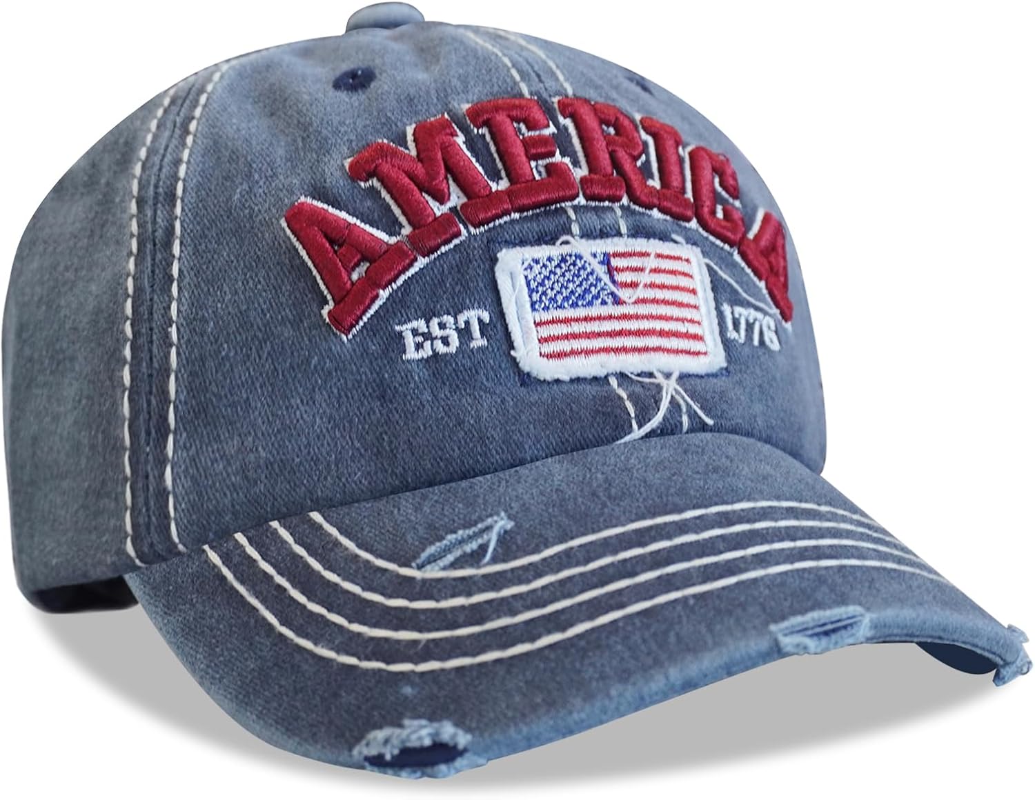 American Flag Patriotic Baseball Cap | Embroidered USA Flag 100% Cotton Adjustable Hat for Men & Women - Image 3