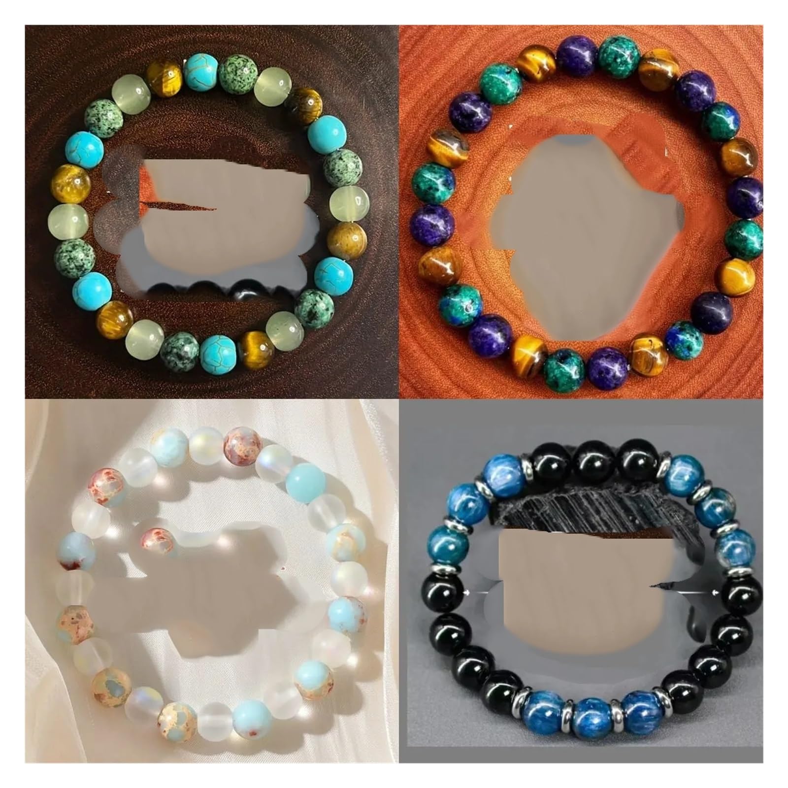 Genérico Pulsera con cuentas de colores for mujer y hombre, piedra ojo tigre, amatista, turquesa, joyería