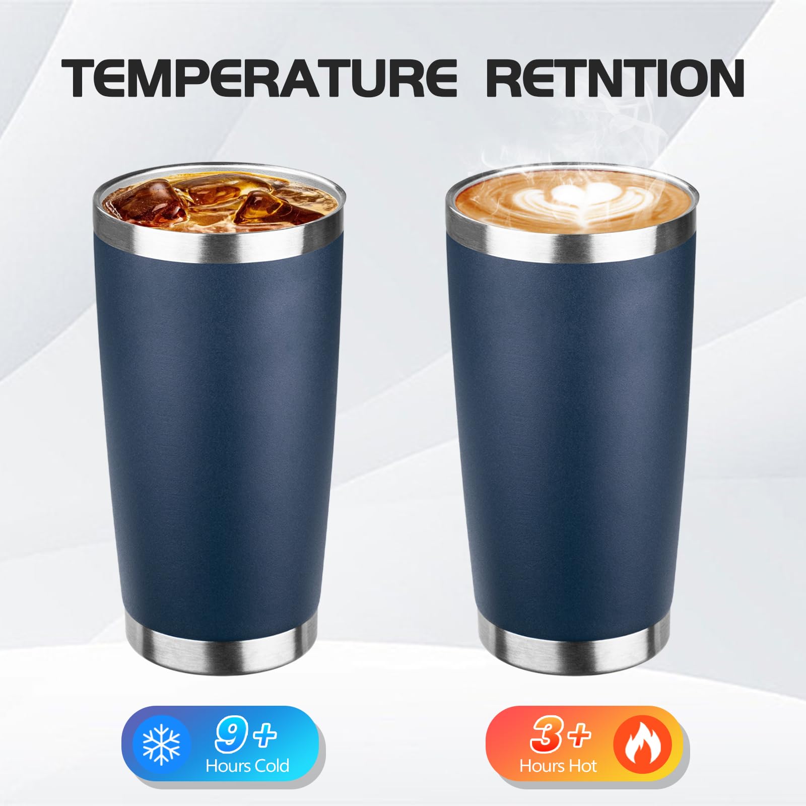 StarSpeed 590 ml, 8 Stück, isolierte Becher mit Deckel, Edelstahl, doppelwandig, Reise-Kaffeetassen, pulverbeschichtet, Metall, Thermobecher für drinnen und draußen für heiße und kalte Getränke