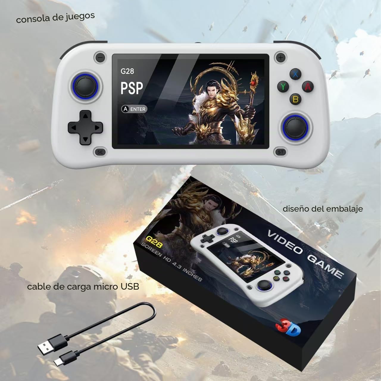 Nueva consola de juegos portátil, 64 GB de memoria interna con 15.000 juegos, sistema Linux, consola de videojuegos portátil portátil, pantalla IPS de 4,3 pulgadas, más de 30 emuladores y sistema