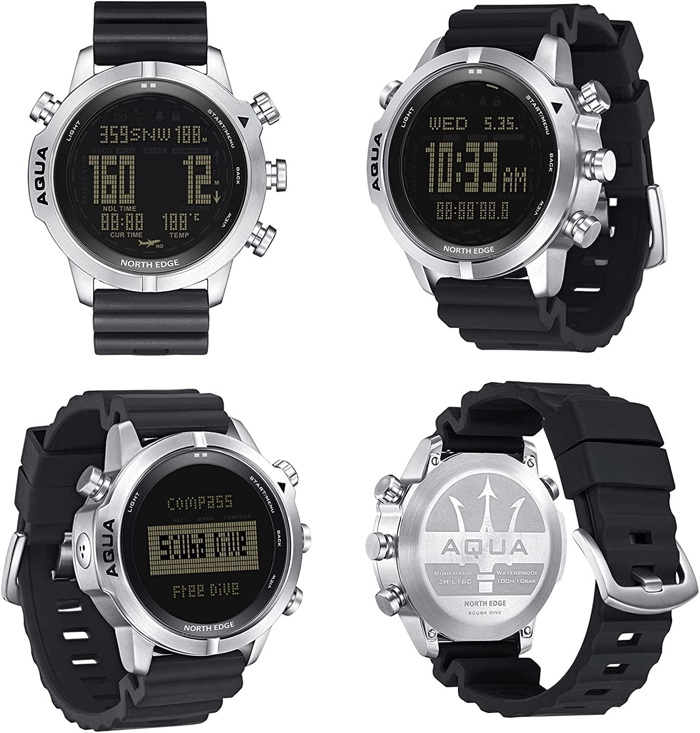 ZUMAHA Nuevo Reloj Multifuncional para computadora de Buceo, altímetro, barómetro, brújula, Temperatura, Reloj electrónico, Reloj de Pulsera Deportivo Digital Reloj de Pulsera
