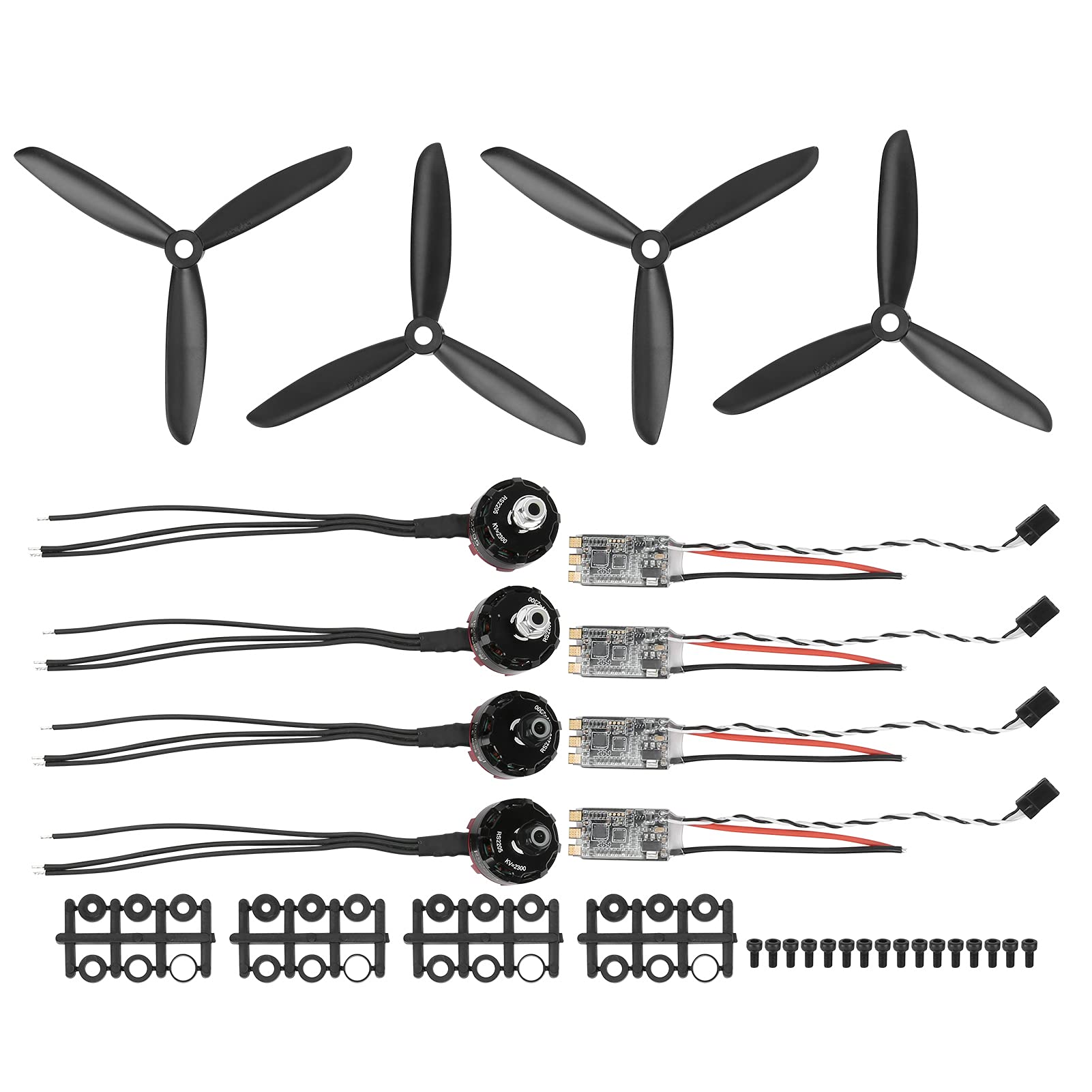 Drone Motor Set, 2205 2300 KV Alu + Lega CW + Motore CCW (4X) + 30A Brushless ESC (4X) + 5045 Propelle (4X) + Accessori Paddle (4X) + Vite (16x) Set di Accessori RC Racing Drone