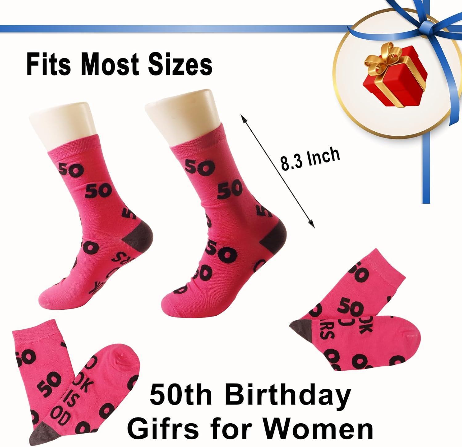 Unique Stitched Novelty Socks, 30th 40th 50th 60th 70th 80th 90th Birthday Gifts for Women - Image 4