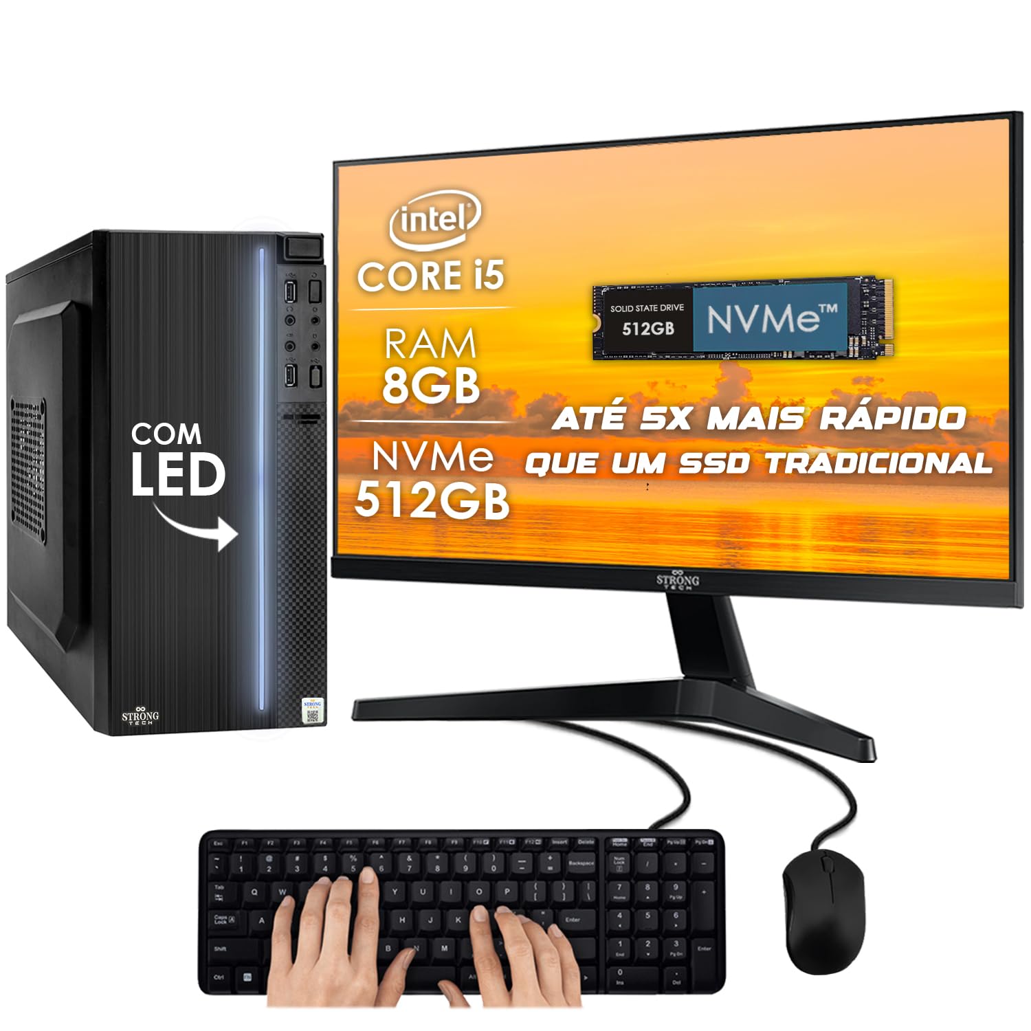 Computador Completo Intel Core i5 8GB SSD 512GB M2 NVMe Monitor 17