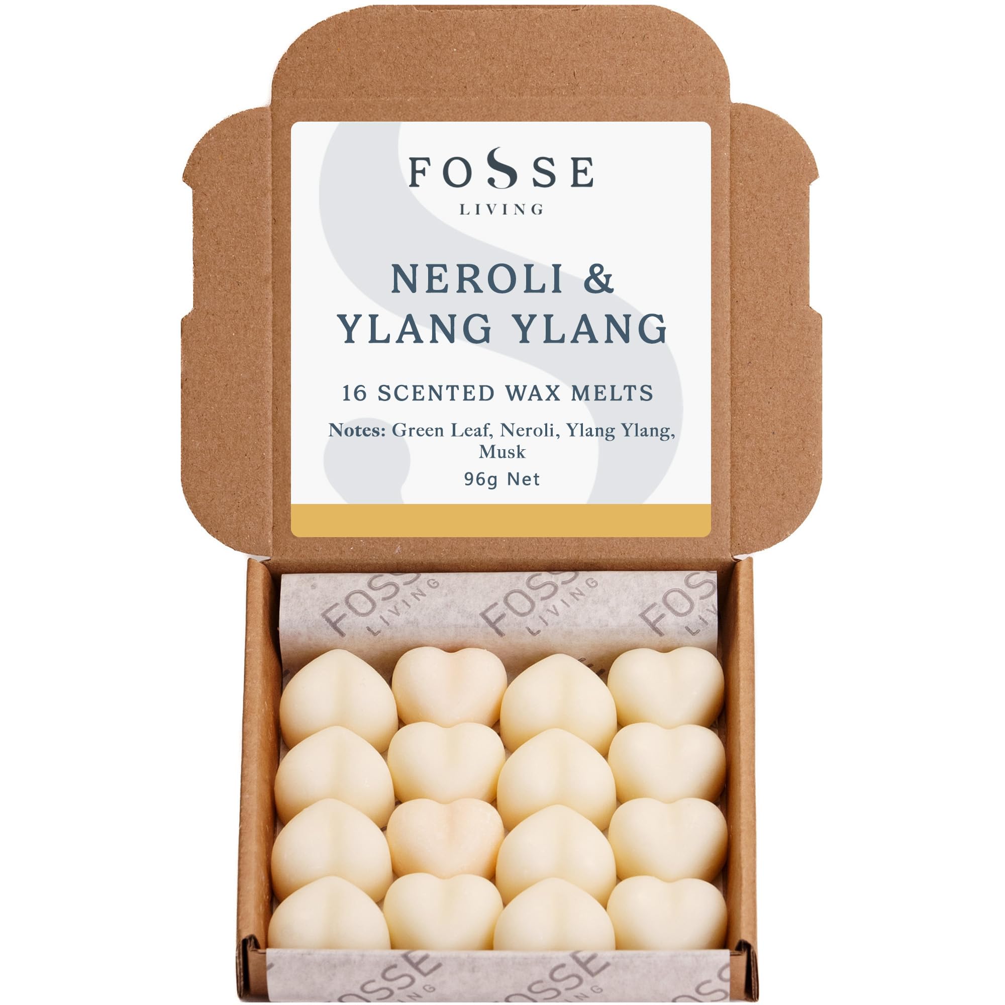 Fosse Living Neroli & Ylang Ylang Soy Wax Melts 16 Pack | Exotic Floral, Relaxing & Uplifting | Natural, Vegan & Plastic Free | Up To 96 Hrs Scent | Pet Safe | Handmade In Uk –