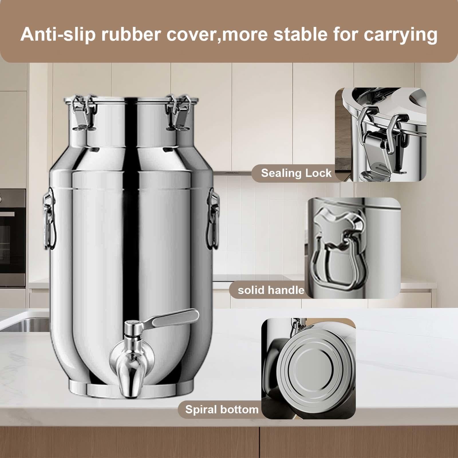 Bidon Inox Pour Huile d Olive 5 Litres Avec Robinet Seau en Inox Avec Couvercle De Transport De Lait De Ferme Bidon De Baratte (capacity, 5liter)