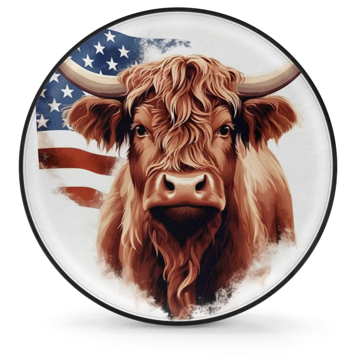 Spare Tire Cover for RV Trailer, American Highland Cow Tire Covers Universal Fit for Travel Trailer Camper Jeep RV SUV Truck Waterproof Wheel Cover (17 inch for Diameter 31” - 33”),A-1019