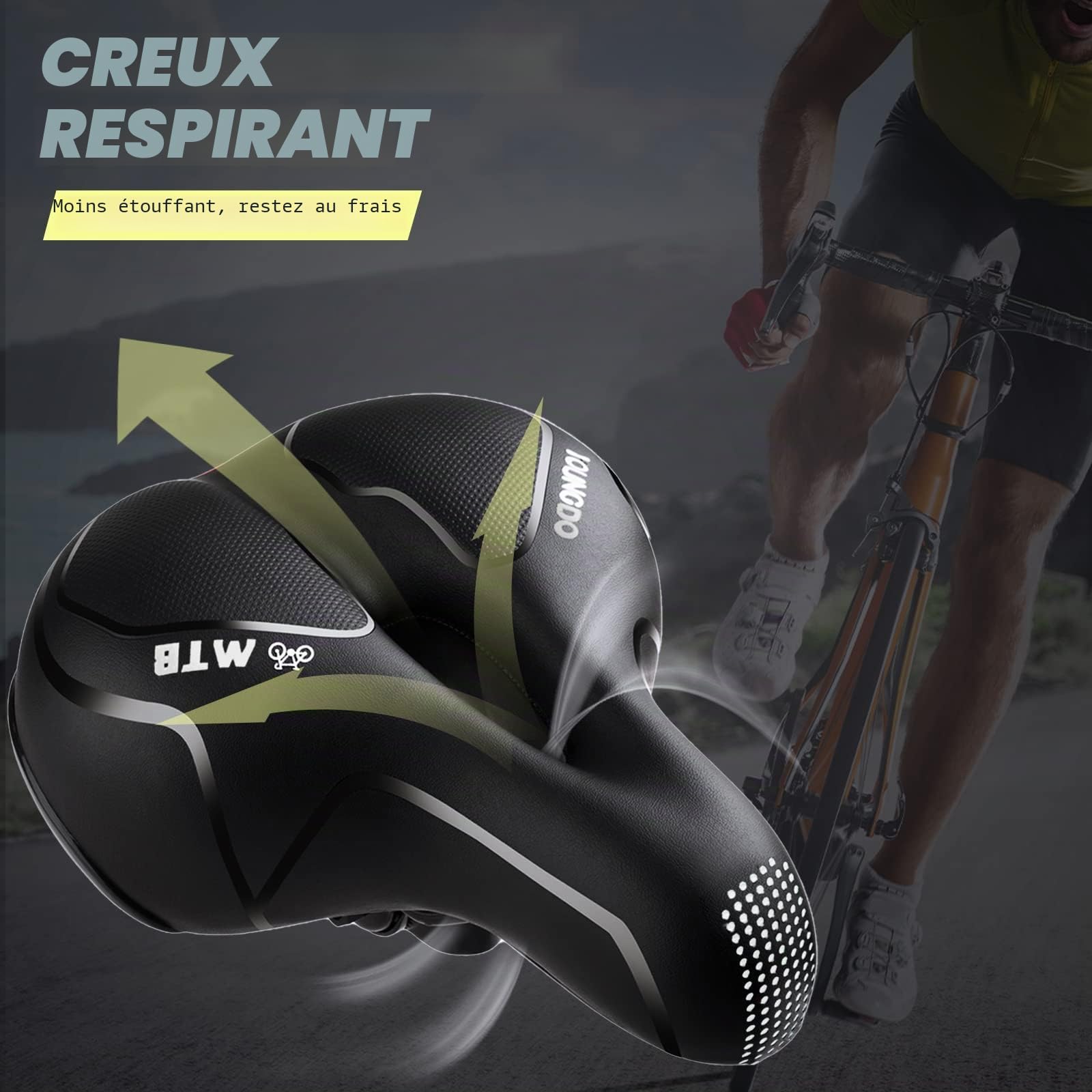YOUNGDO Selle de Velo Ultra Confortable, Selle Vélo Gel Ergonomique | Boule d'Amortisseur à Double Ressort, Siège de Vélo pour Vélo de Ville, VTT, Bicyclette
