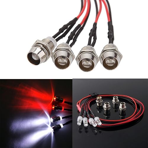ShareGoo Kit de 4 luces LED para faros traseros, accesorios compatibles con Traxxas HSP Tamiya Redcat RC4WD Axial SCX10 RC Car Truck Tank Crawler (2