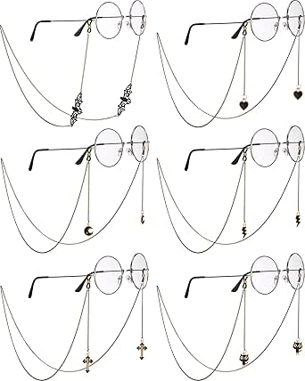 Flutesan Brillenketten Set - 6 Gothic Style Ketten Für Damen & Herren - 80cm Länge