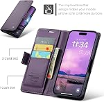 QLTYPRI Valise de portefeuille pour iPhone 16, Prime PU Étui en cuir en flip magnétique avec [RFID Blocage] Carte de crédit fentes Kickstand Shockproof housse de téléphone de protection pour iPhone 16 - violet