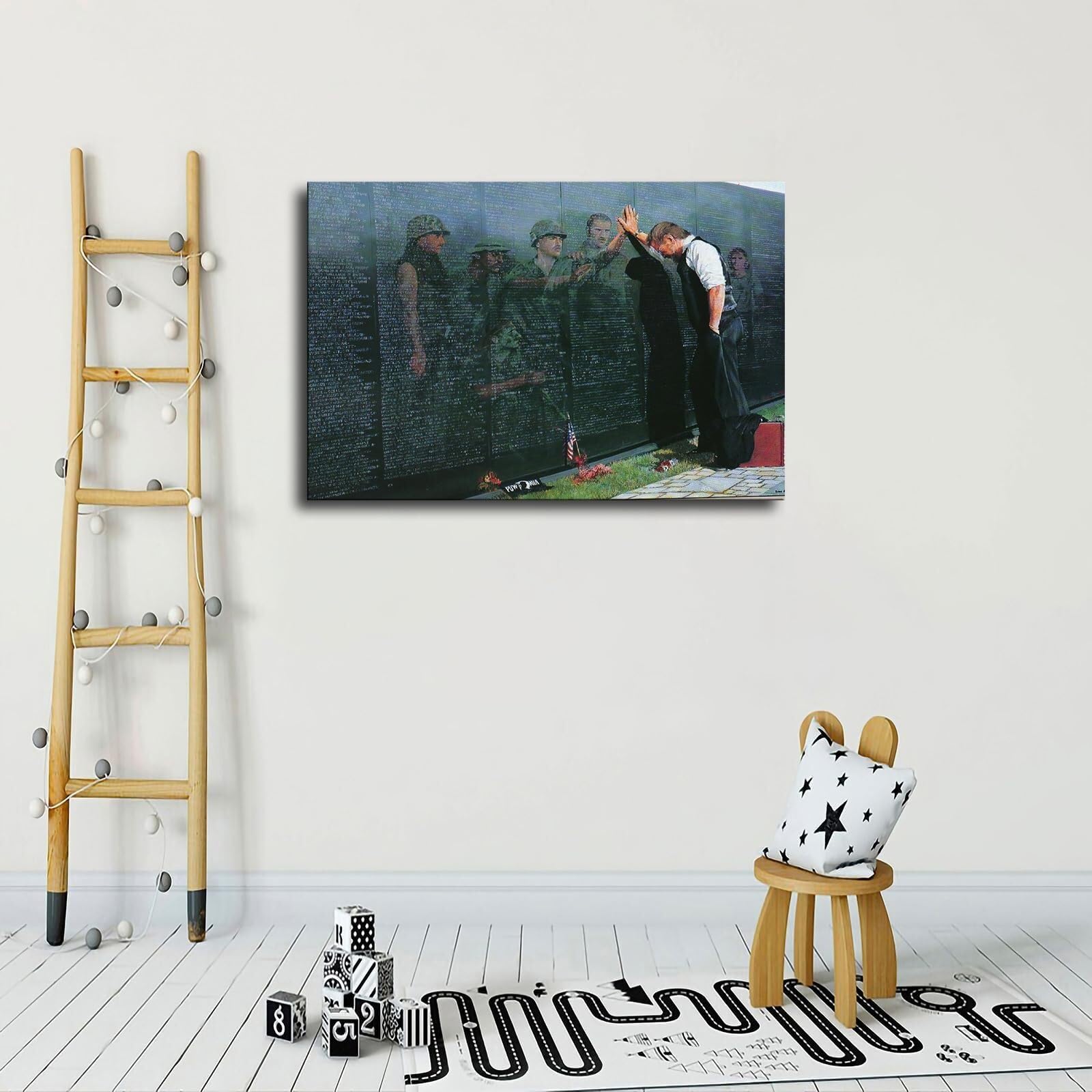 Emotional Vietnam War Memorial Art, Reflections by Lee Teter Canvas Poster Print, Aesthetic Living Room Bedroom Wall Decor(Framed,16x24inch(40x60cm))