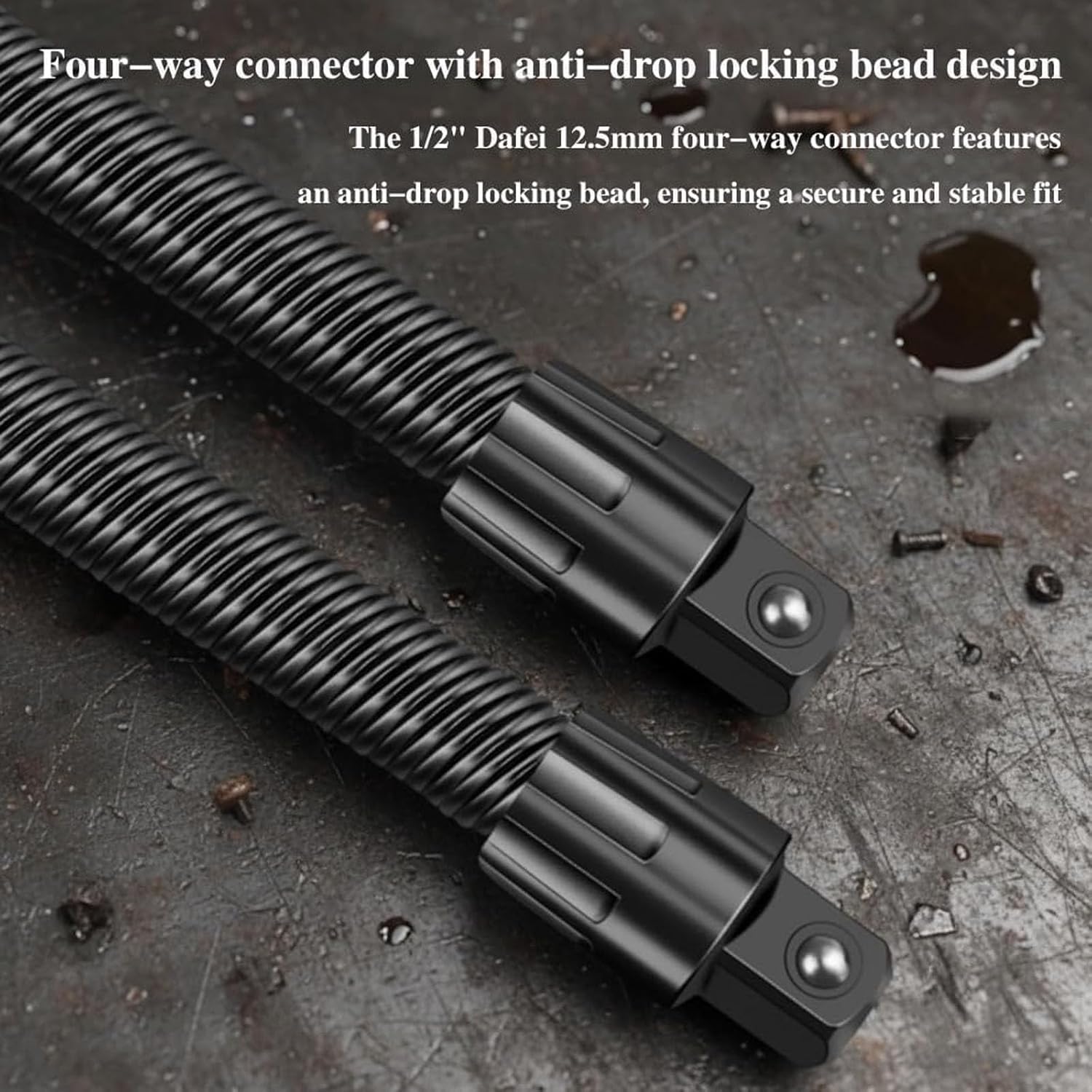 1/2 Flexible Shaft Extension Extender Torque Socket, Ratchet Spanners Electric Wrench Connecting Rod, Multi-purpose Spring Steel Shaft Extender for Ratchets & Electric Wrenches (250mm+350mm)