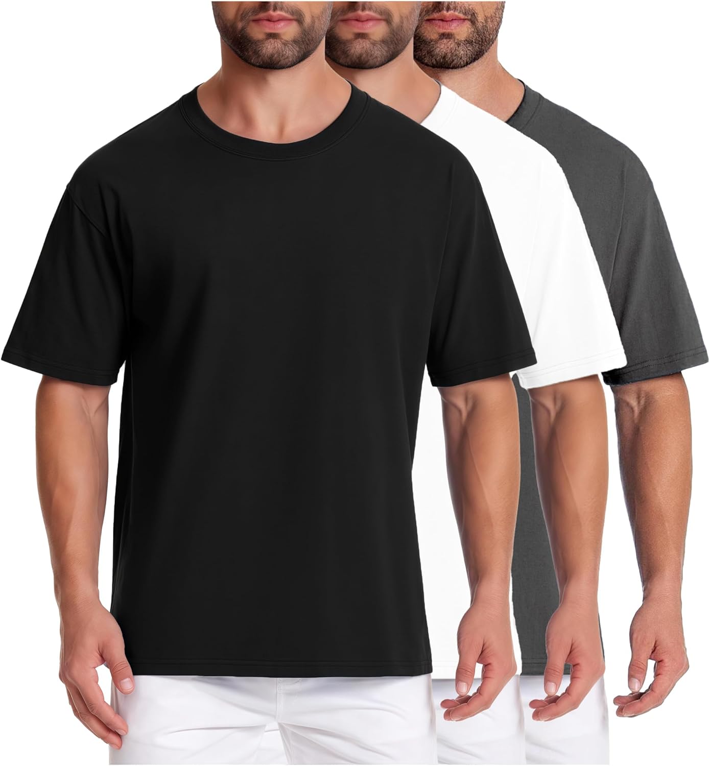 Mettclasi Men's 100% Cotton Short-Sleeve T-Shirts, 1 or 3 Pack, Classic Casual Crewneck Solid Tee Shirt for Men
