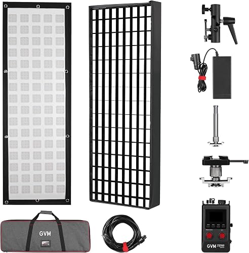 GVM Flexible LED Light Panel with Bluetooth Control, 200W Photography Light with Zipper Splicable, 2700K-6800K, Ultra-Thin 12"x36" Video Light with Softbox for Studio, Film, Vlog, Photography