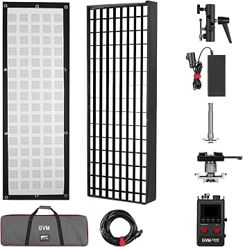 GVM Flexible LED Light Panel with Bluetooth Control, 200W Photography Light with Zipper Splicable, 2700K-6800K, Ultra-Thin 12"x36" Video Light with Softbox for Studio, Film, Vlog, Photography