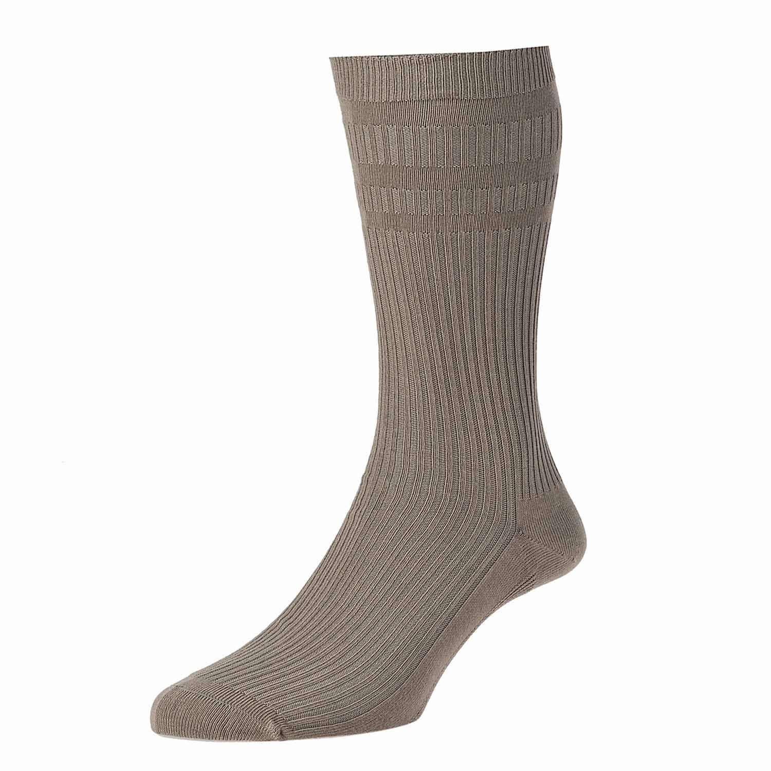 HJ Hall Softop Mens Cotton Socks HJ91 Taupe 11-13