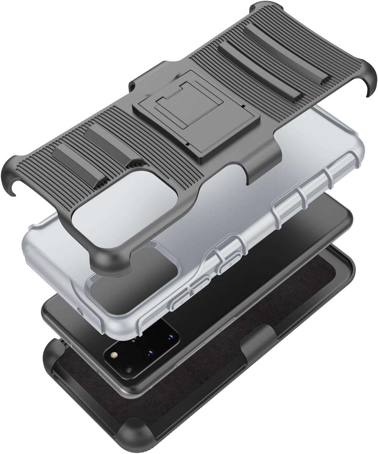 TILL for Galaxy S20 Plus / S20 Plus 5G Case, TILL [Knight Armor] Heavy Duty Full-Body Rugged Holster Resilient Armor Case [Belt Swivel Clip][Kickstand] Combo Cover Shell for Samsung S20 Plus [Gray]