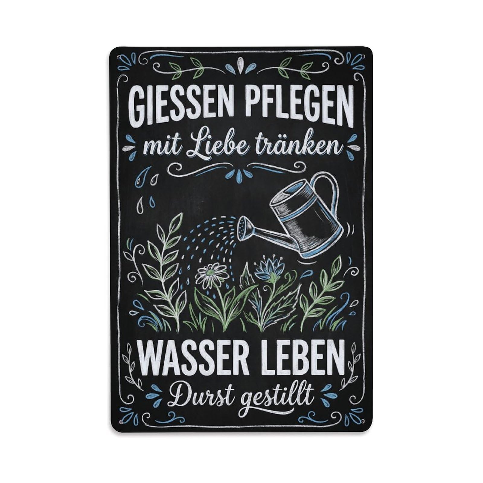 Vintage Funny Garden Chalk Watering Care Metal Tin Sign