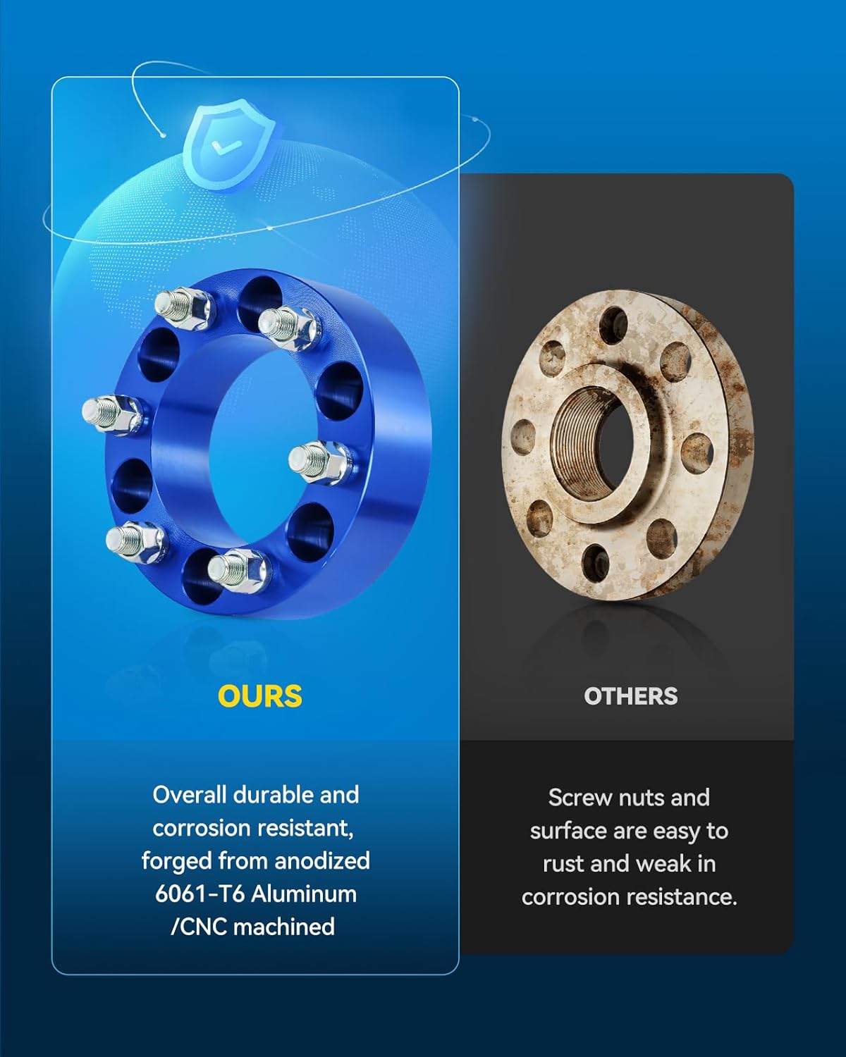 PHILTOP 6x5.5 Wheel Spacers 2 inch for INF-INITI, 4 Pcs 6 Lug Wheel Spacers with 108mm Hub Bore M14x1.5 Studs fit for 2011-2013 QX56, 2014-2022 QX80,Blue