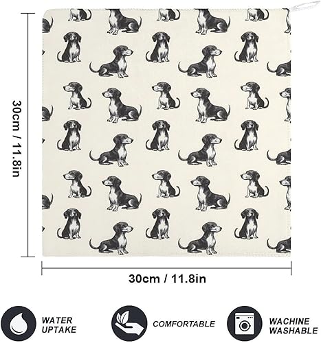 Miniatura 2 de Decorative Hand Towels for Bathroom - Retro Sausage Dog Print Soft Absorbent Small Bath Hand Towels for Kitchen, Farmhouse, Spa, Hotel, Guest Tea