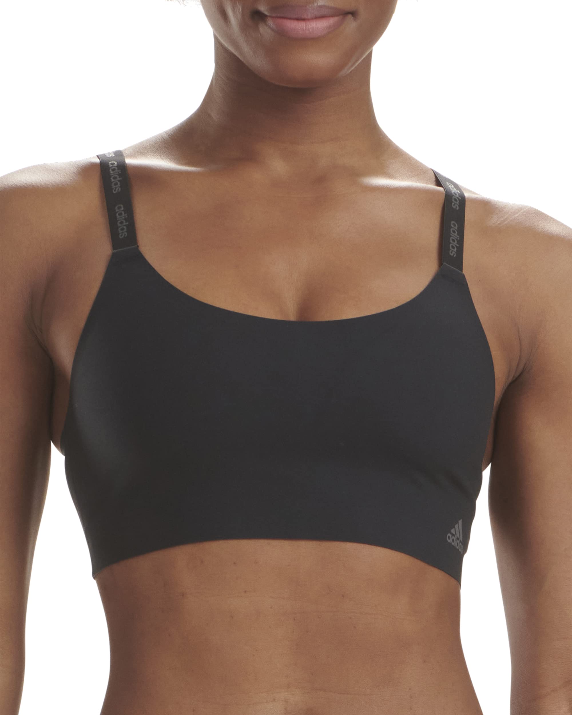 adidas Women's Micro Flex Wireless Seamless Lounge Bra Padded, Opaque, Black/Forge Iron, XL