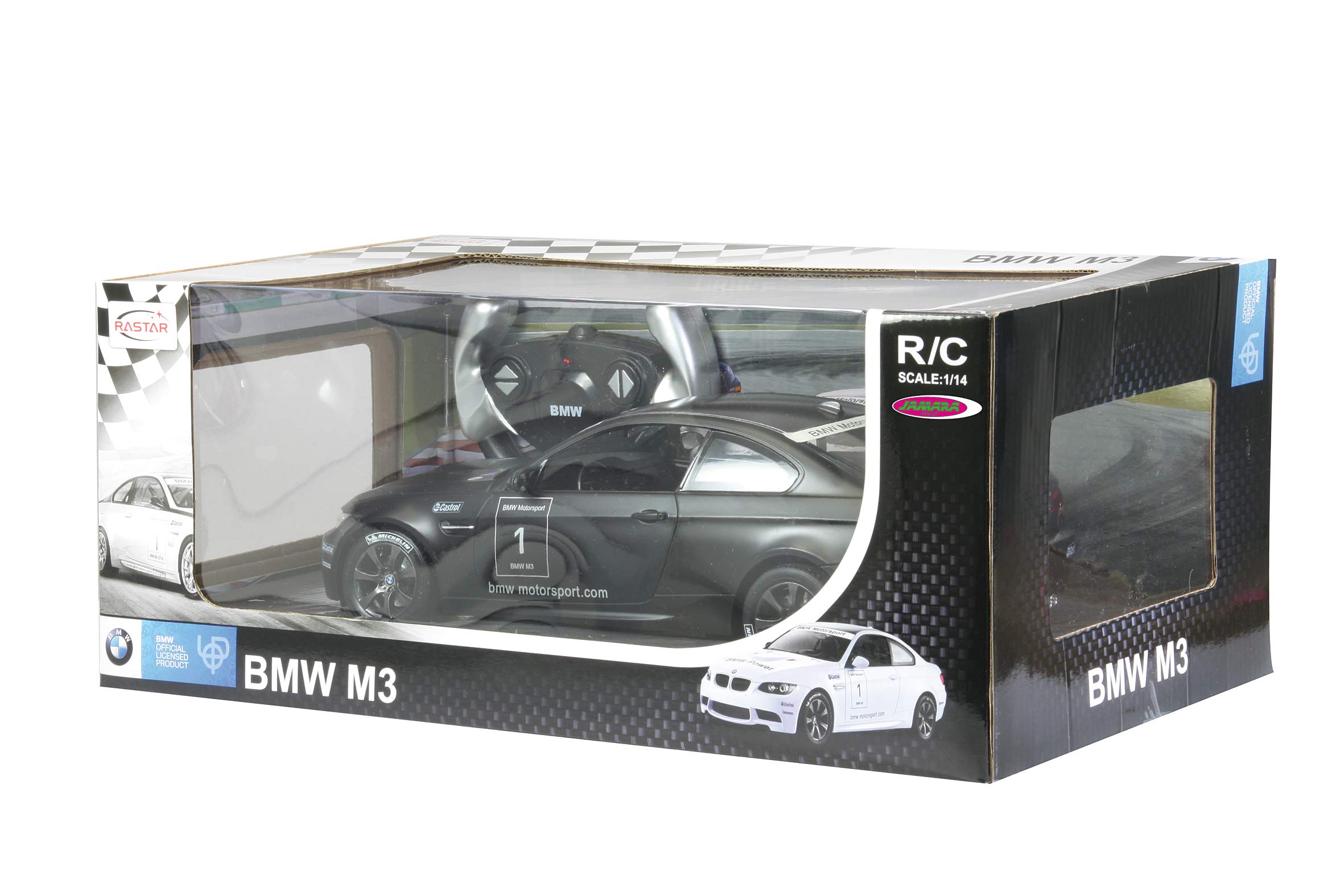 JAMARA 403071 - M3 Sport 1:14 2,4 GHz - oficjalnie licencjonowany, do 1 godziny jazdy samochodem, ok. 11 km/h, idealnie odtworzone szczegóły, szczegółowe wnętrze, wysokiej jakości wykonanie, światło