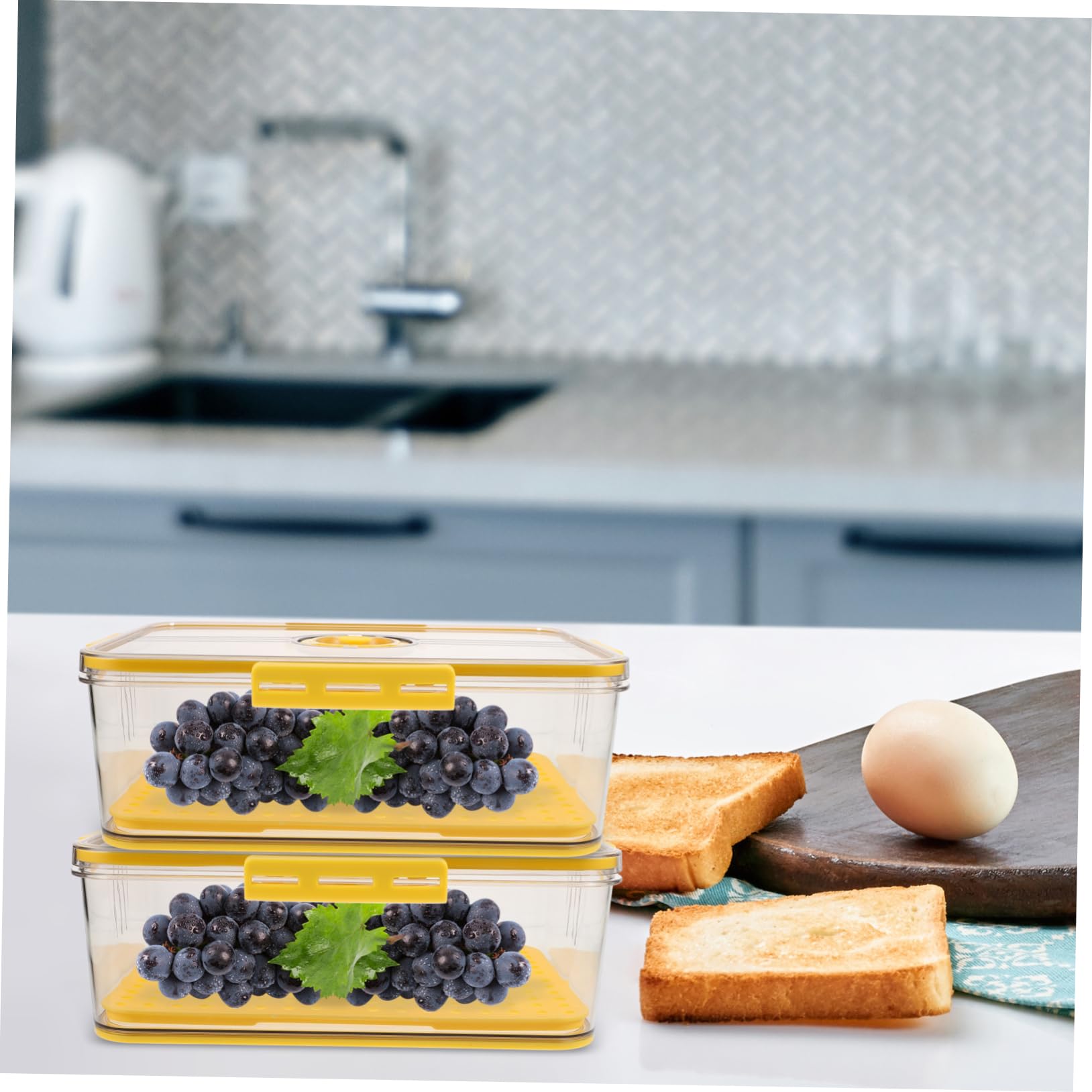 PRETYZOOM Contenitore per Pane con Coperchio Temporizzato Scatola Trasparente per Toast Contenitore Ermetico per Alimenti da Frigorifero