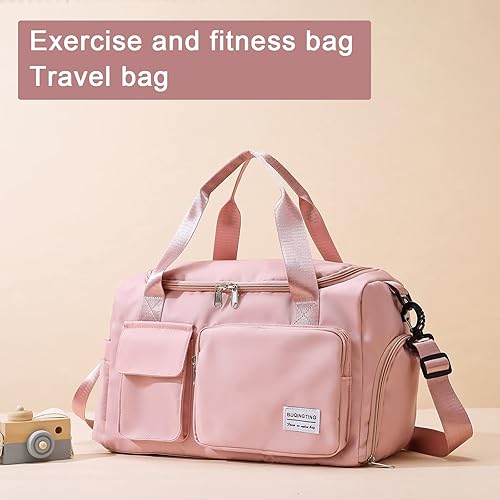 Miniatura 8 de Bolsa de Gimnasio Pequeña para Mujer, Bolsa de Lona de Viaje, Bolsa de Fin de Semana con Compartimento para Zapatos