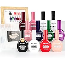 JODSONE 12 PCS 16.5 ml Gel Nail Polish Same Color Same Bottle with Base Coat and Top Coat, 10 Colors for At-Home Salon Nail Art, Holiday Gifts