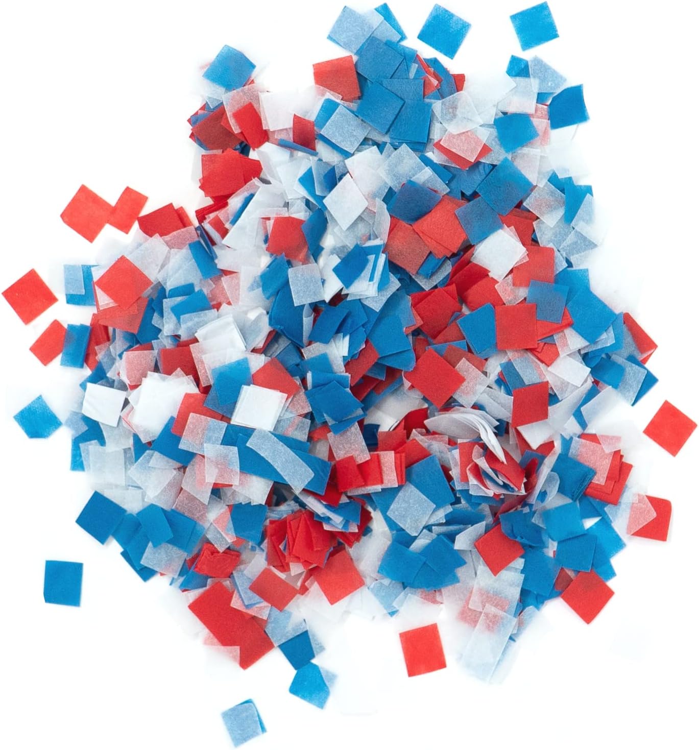 - Red, Blue & White Biodegradable Confetti Squares - Flame-Resistant and Slow-Falling Tissue Paper Confetti for Cannon and Launcher use – Best for Celebrations - 1 lb, 16 oz
