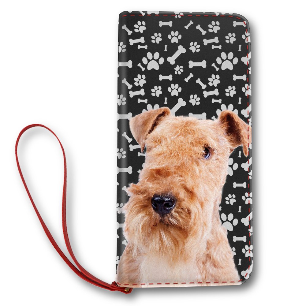 NIWAHODog Mom Gifts - Lakeland Terrier Dog Paw Printed Wallet for Women Leather Long Clutch Purse