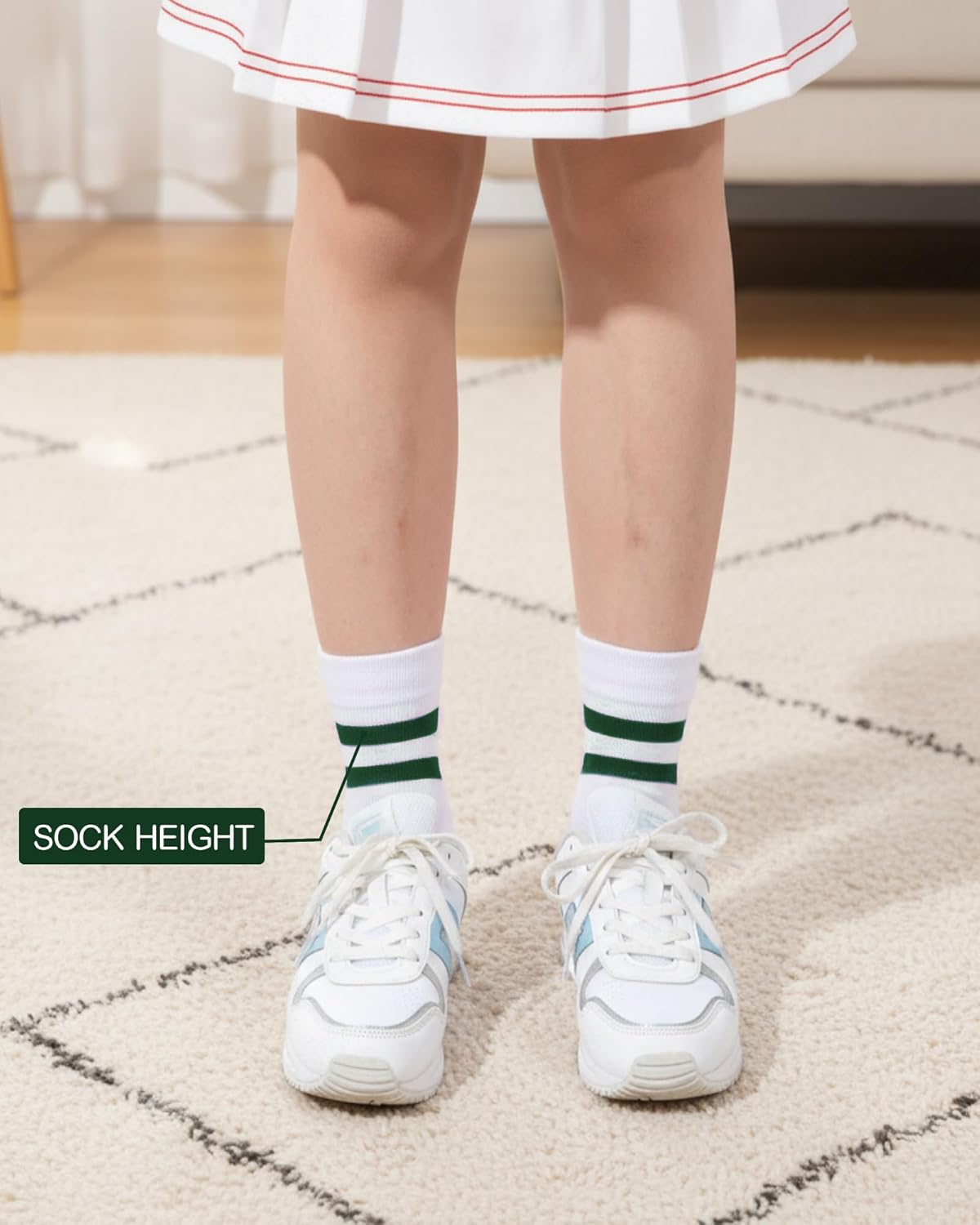 Syhood 2 Pairs Women's Striped Crew Socks Cozy Casual Cotton Breathable Socks for Women Retro Athletic Unisex - Image 3