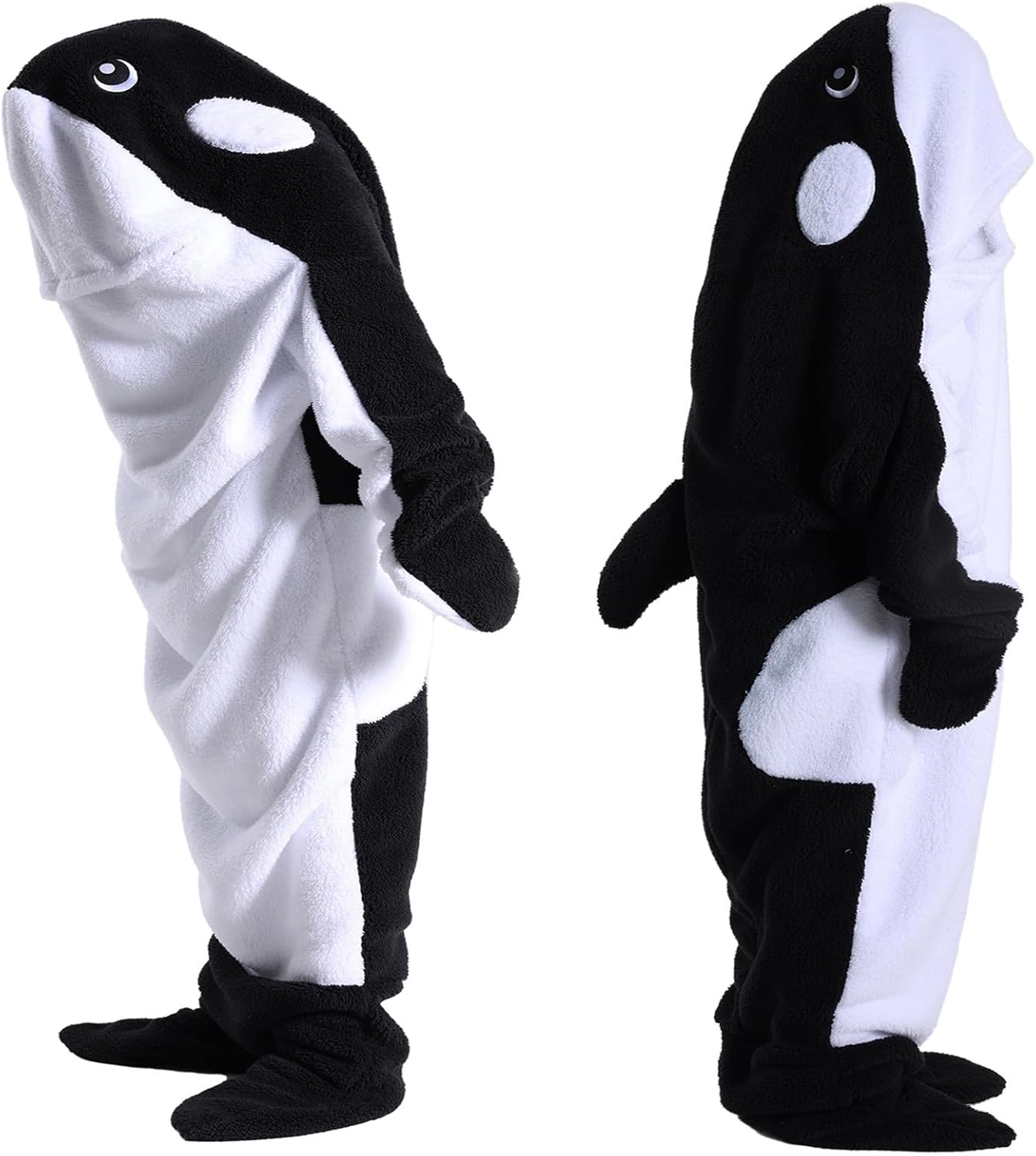 Wearable Whale Blanket Onesie for Adult Costume, Super Soft Comfortable Whale Hoodie, Black Whale XL Black Whale XL for 63-67in Height