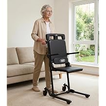 VOCIC Movable Electric Chair Lift, Floor Lift for Elderly Falls with Leather Padded Seat, Short-Distance Transport, Help Stand from Floor for Seniors, Supports 440 LBS, AX35 PRO, Black