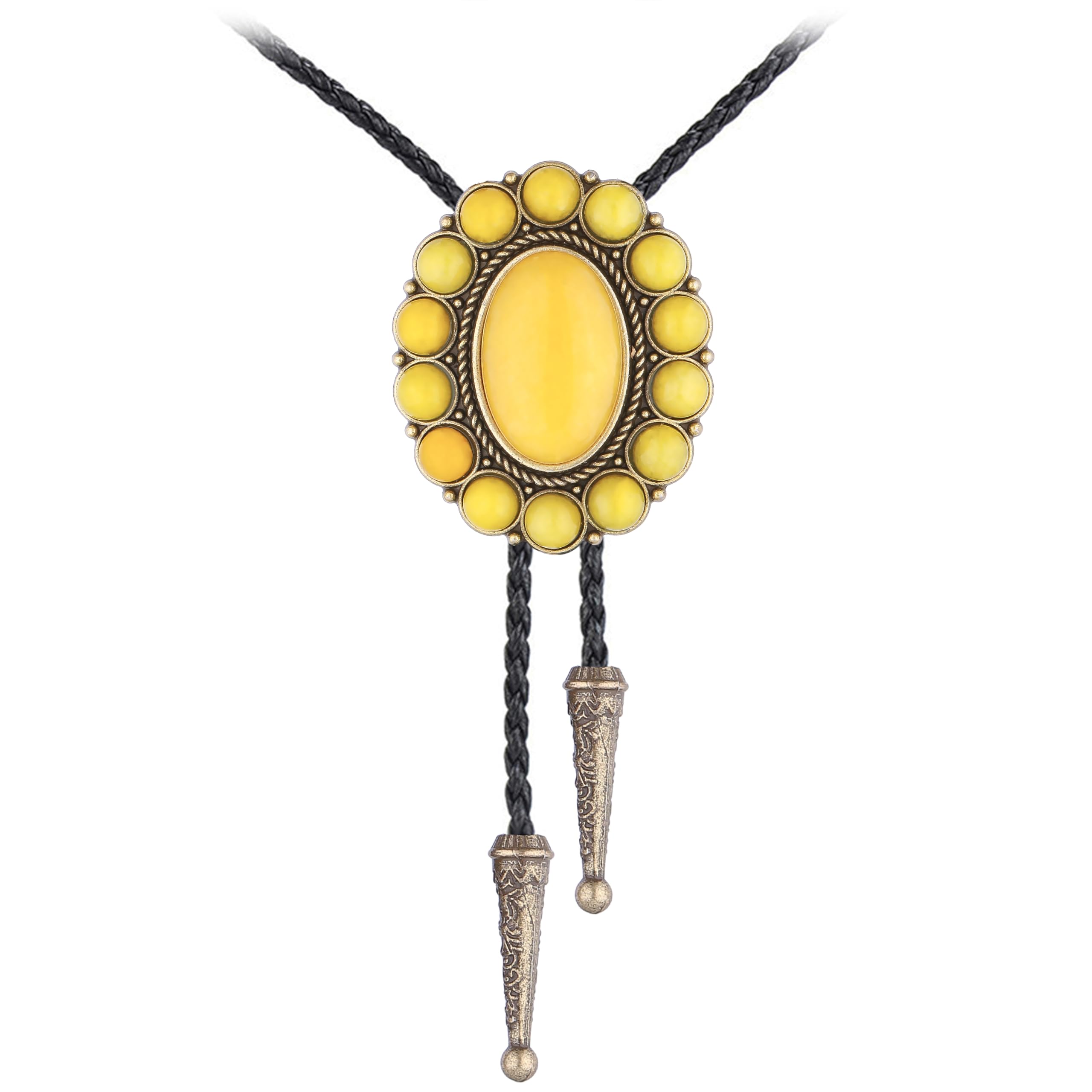 GelConnie Bolo Tie for Men Women Western Cowboy Turquoise Leather Necktie