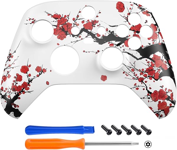 eXtremeRate Cover Custodia Frontale per Xbox Series X S Joystick Model 1914,Scocca Copertura Coperchio Ricambio per Xbox Series X S Controller-Fiori d'Inverno - 3