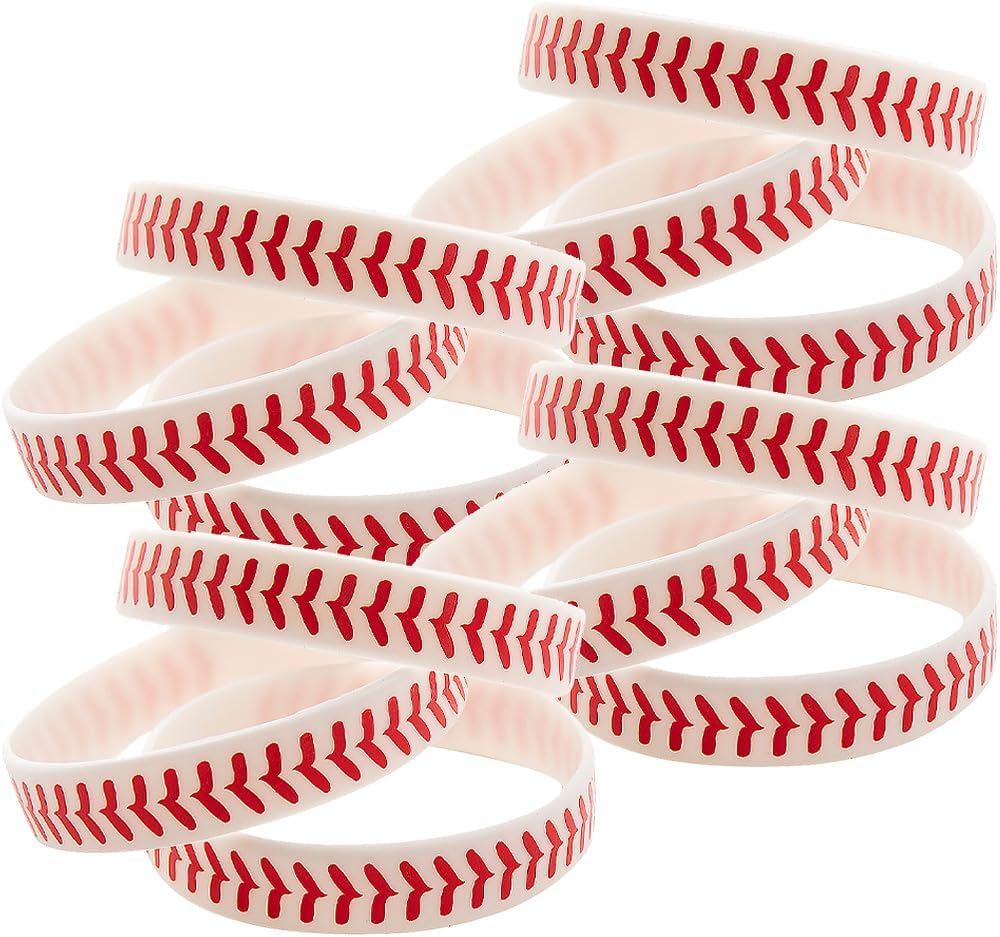Fun Express Baseball Rubber Bracelets - Jewelry - 12 Pieces