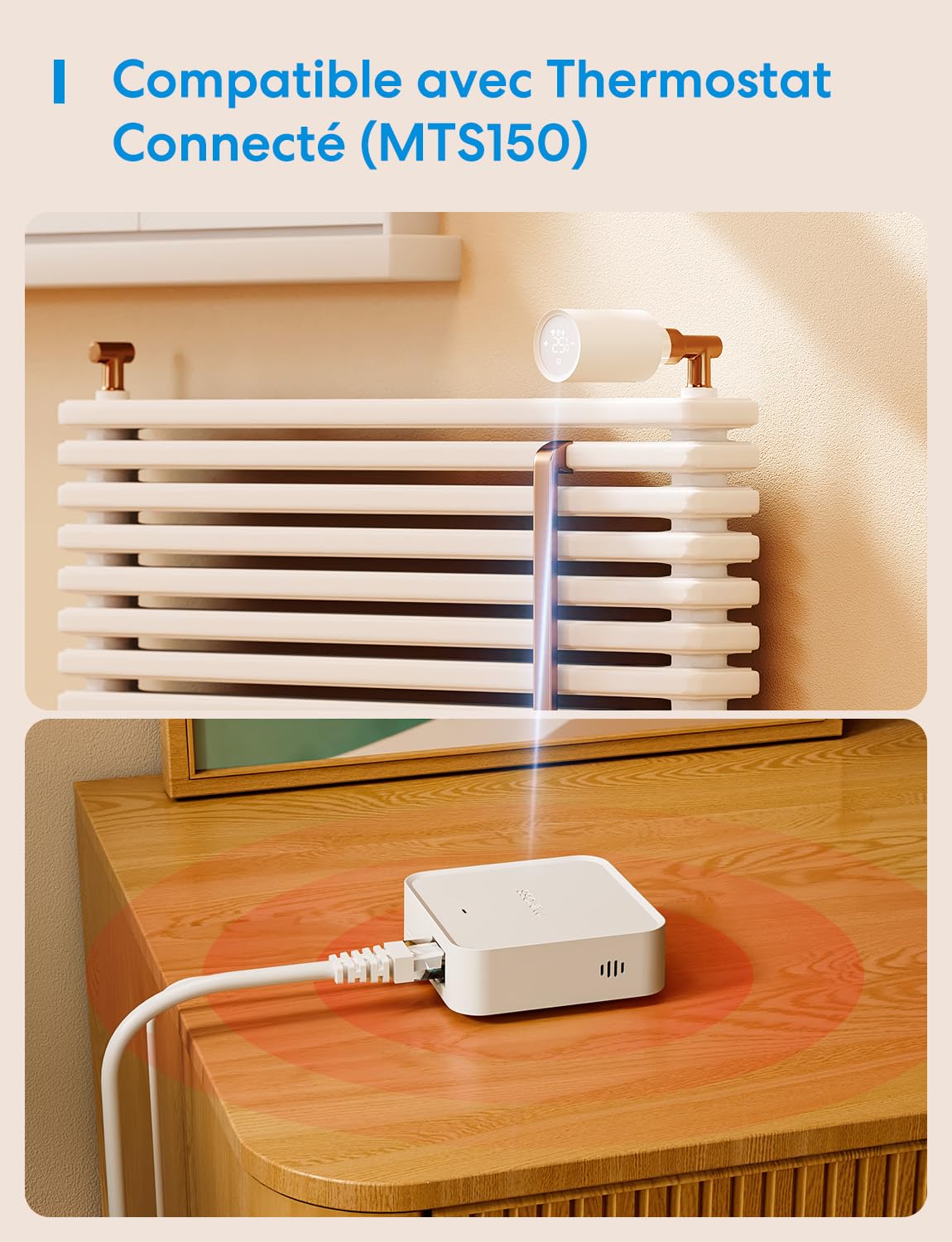Meross Smart Hub Matter MSH450 | Alarme 110 DB & Port Ethernet | Prend en Charge Détecteur Fumée, Capteurs (Porte/Fenêtre, Fuite Eau, Temp/Humidité) - Compatible avec Apple Home, Alexa et Google Home