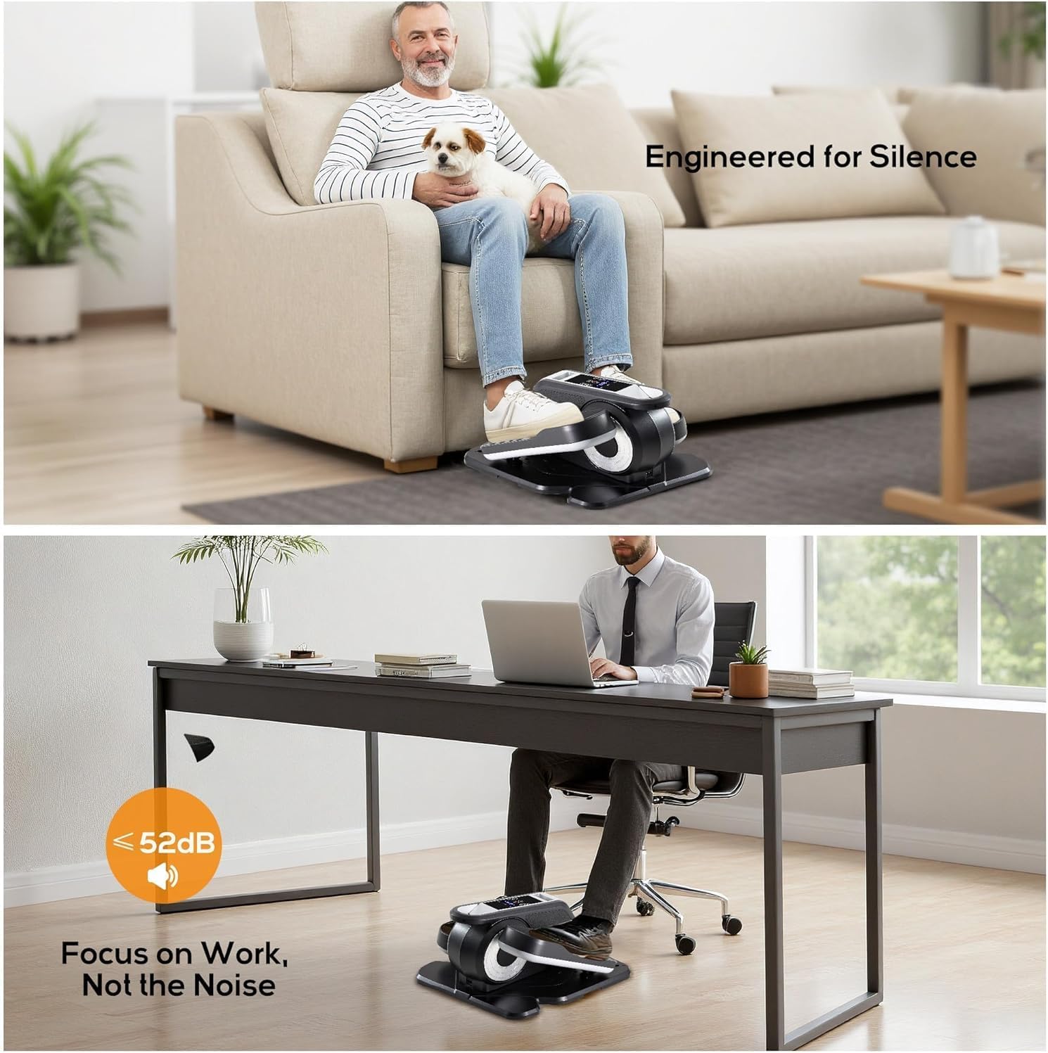 NEWBULIG Under Desk Elliptical Machine, Ellipse Leg Exerciser As Seen On TV with Remote Control, 12 Adjustable Speeds