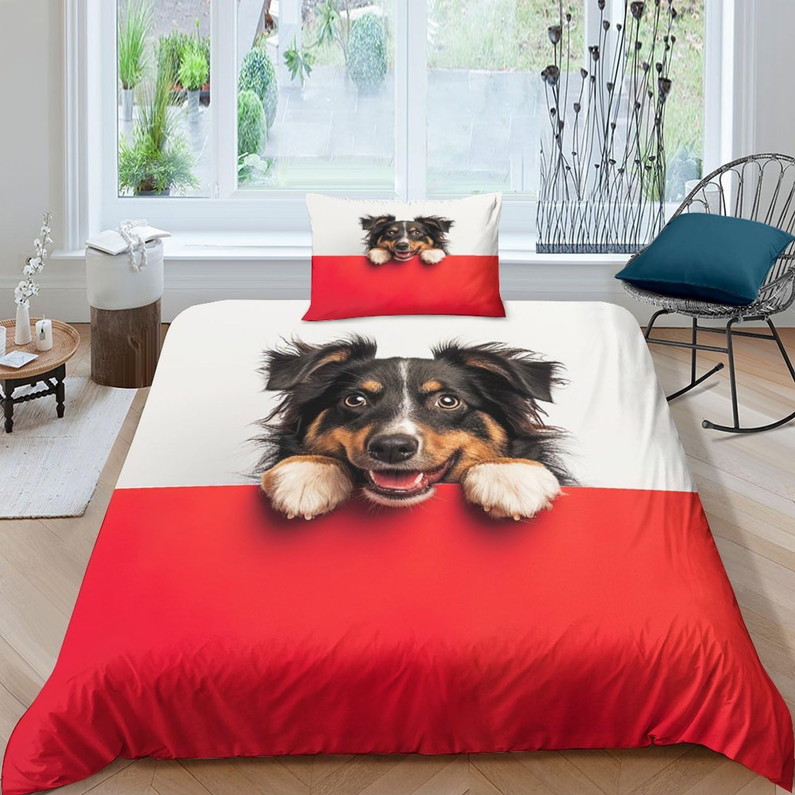 Parure de lit 135x200 housse de couette imprimé animal 3D avec taies d'oreiller