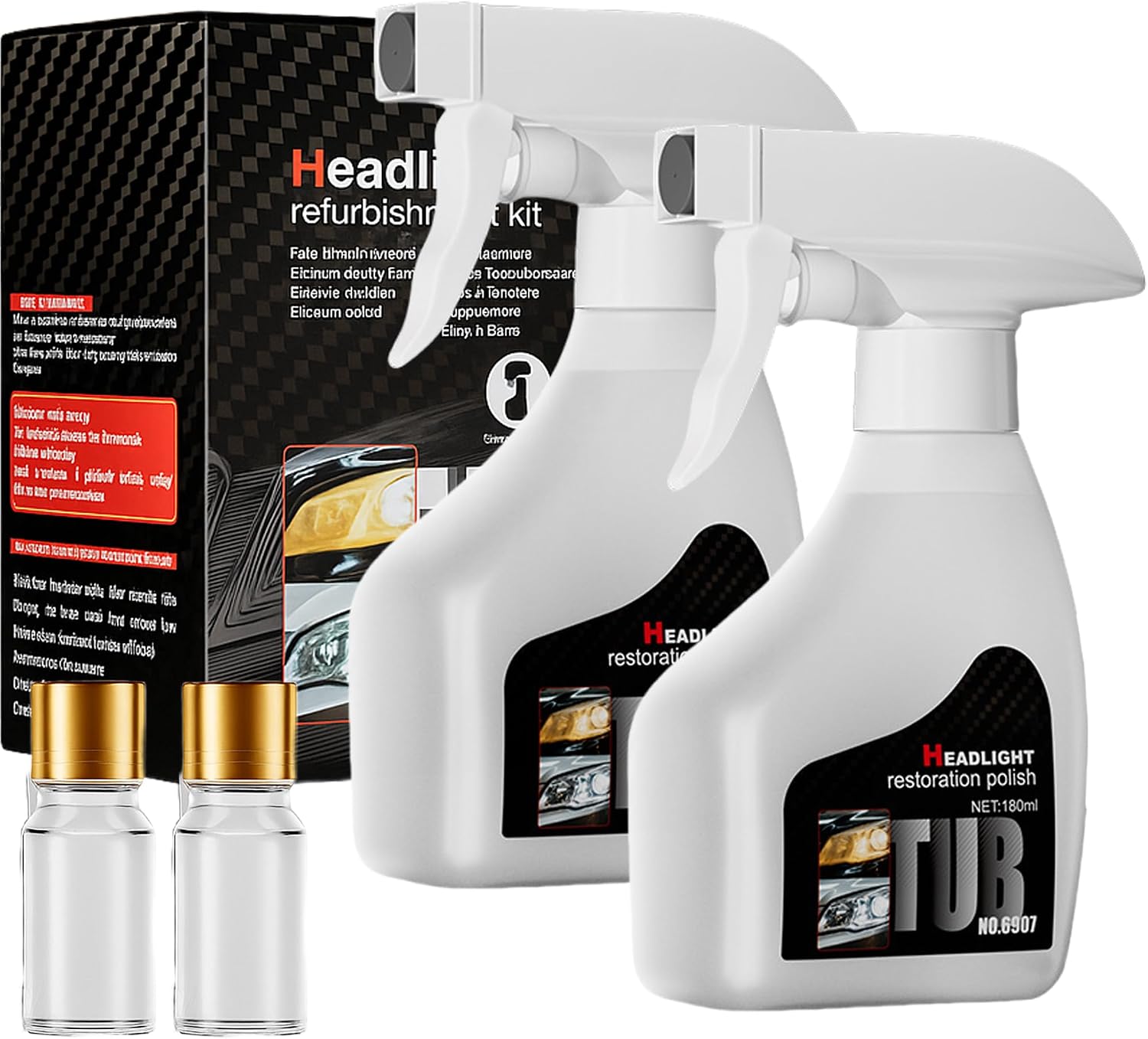 Headlight Restorer - Headlight Cleaner and Restorer Kit with Crystal Coating for Car Tool-Free (2)