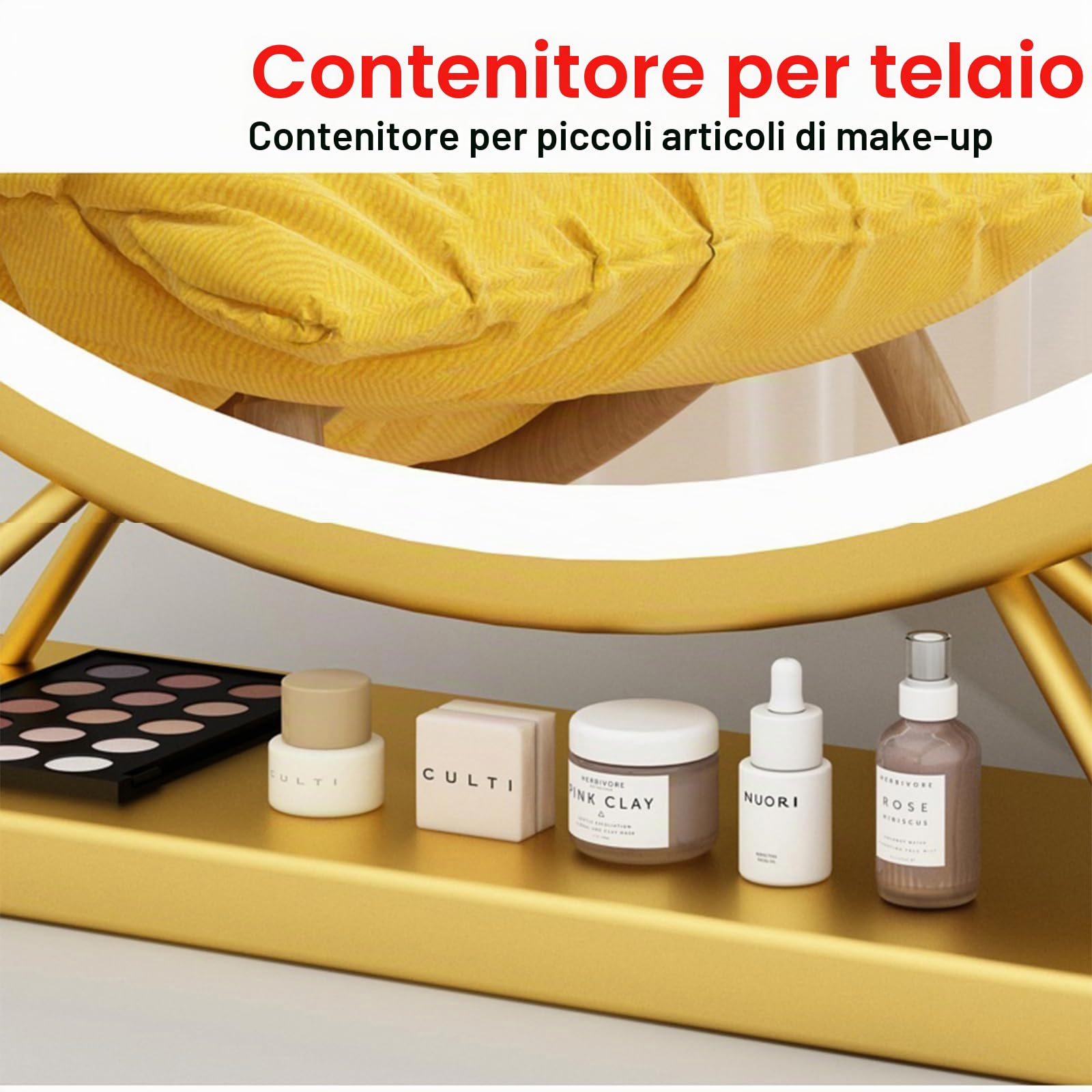 Specchio Da Tavolo, Specchio Di Vanità, Specchio Del Tavolo Da Toeletta, 30 X 30cm, 40 X 40cm, 50 X 50cm Specchio Rotondo, Per La Scrivania Del Tavolo Da Toeletta, Bagno, Camer(Size:50cm,Color:Oro)