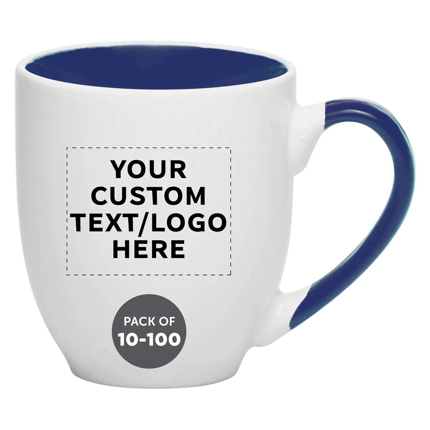Custom Bistro Style Large Coffee Mugs 16 oz Set of 10 50 100 Personalized Bulk Pack - Perfect