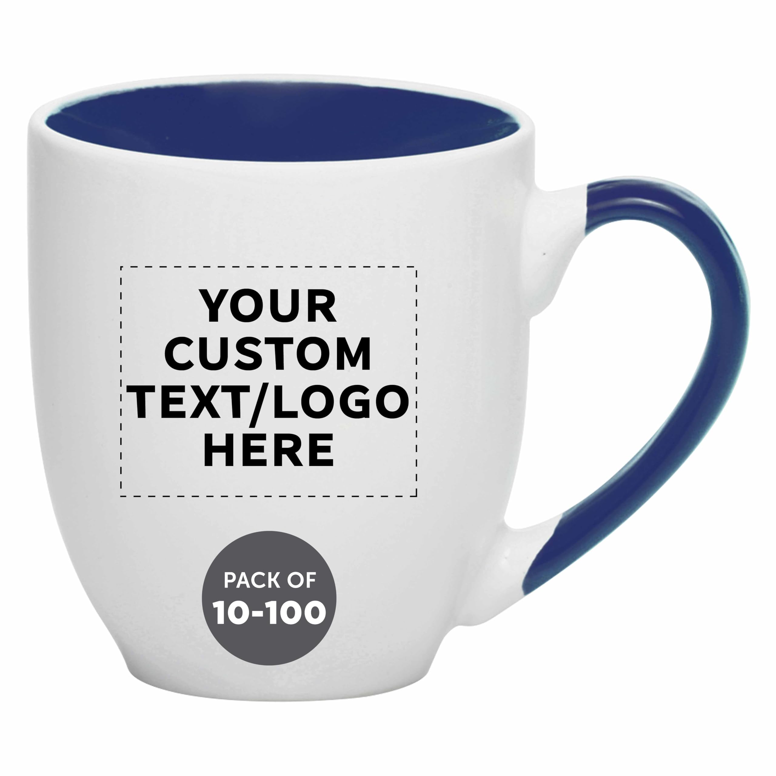 Custom Bistro Style Large Coffee Mugs 16 oz Set of 10 50 100 Personalized Bulk Pack - Perfect