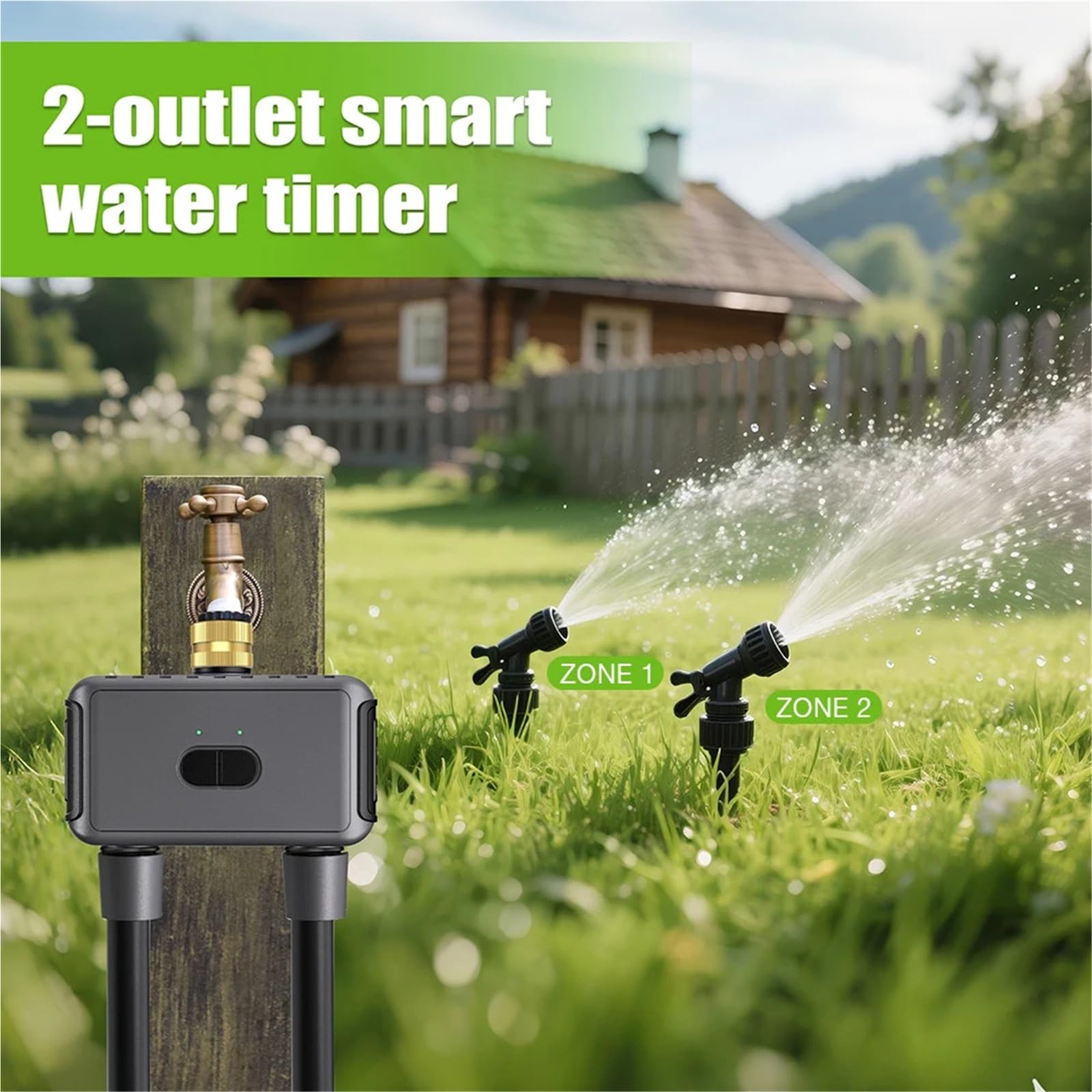 Timer per l'irrigazione, WiFi Water Timer Smart 2 uscite Sprinkler Timer di irrigazione del giardino Controller for irrigazione a goccia Programmatore di ritardo pioggia